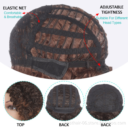 Hot Selling Short Synthetic Wigs Afro Kinky Jerry Curly Wig for Women Black Brown Blonde Natural Bob Wig High Temperature Hair